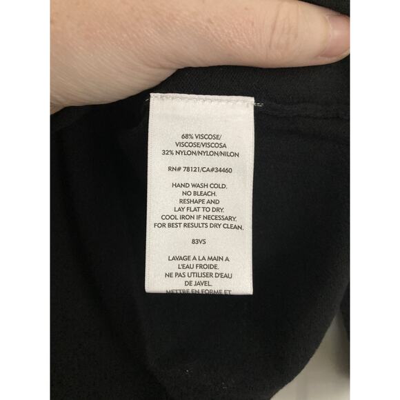 Eileen Fisher Black Viscose Nylon Jersey V-neck Long Sleeve Top Med Minimalist - Picture 5 of 7